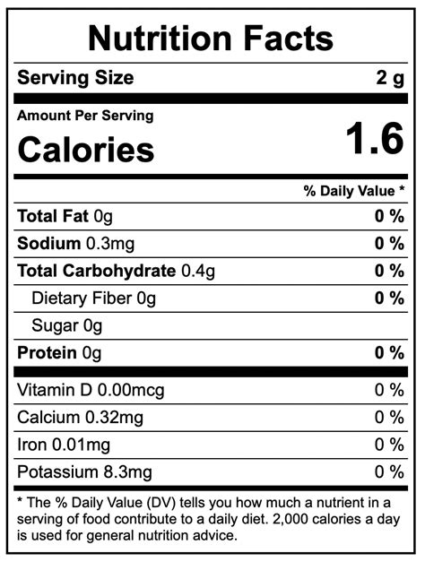 ginger powder nutrition label